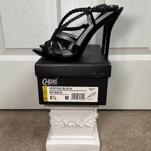 Carlos by Carlos Santana Black Braided Strappy Heels